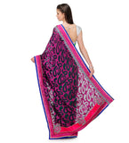 Magenta & Parrot Green Brasso Saree