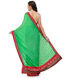 Parrot Green & Purple Brasso Saree