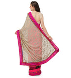 Beige & Pink Brasso Saree