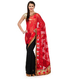 Maroon & Black Brasso Saree