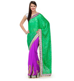 Green & Purple Brasso Saree