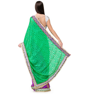 Green & Purple Brasso Saree