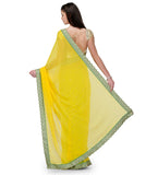 Yellow Faux Chiffon Saree