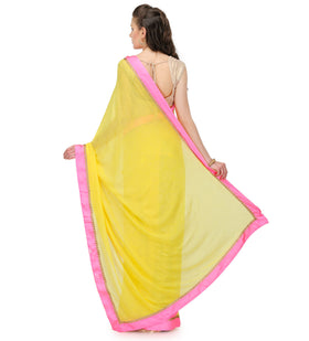 Yellow Faux Georgette Saree