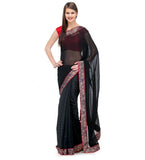 Black Faux Georgette Saree