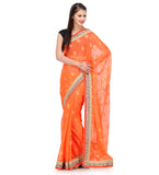 Orange Viscose Saree with Foil Print