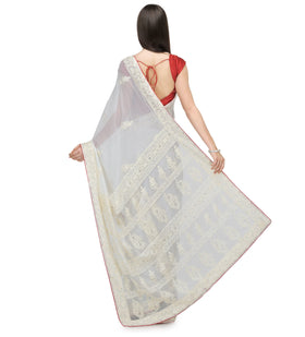 Off White Net Saree with Swarovski Work