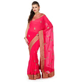 Magenta Faux Chiffon Saree