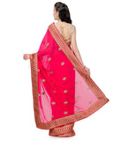 Magenta Faux Chiffon Saree