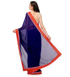 Navy Blue Faux Chiffon Saree