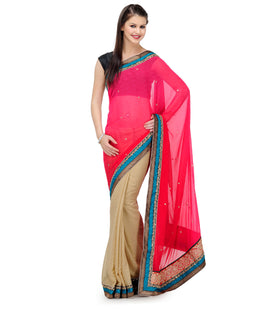 Rose Shaded Faux Georgette Saree