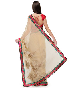 Beige Bhagalpuri Net Saree