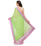 Neon Green Faux Chiffon Saree