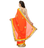 Orange Faux Chiffon Saree