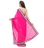 Pink & Beige Faux Chiffon Saree