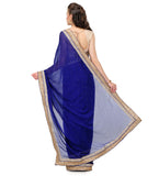 Navy Blue Faux Crepe Saree