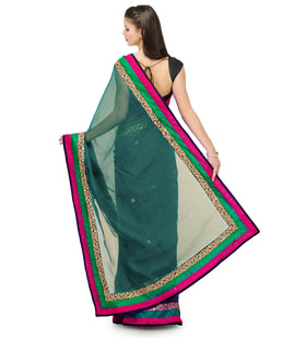 Green Bhagalpuri Net Saree