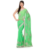 Neon Green Faux Georgette Saree