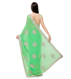 Neon Green Faux Georgette Saree