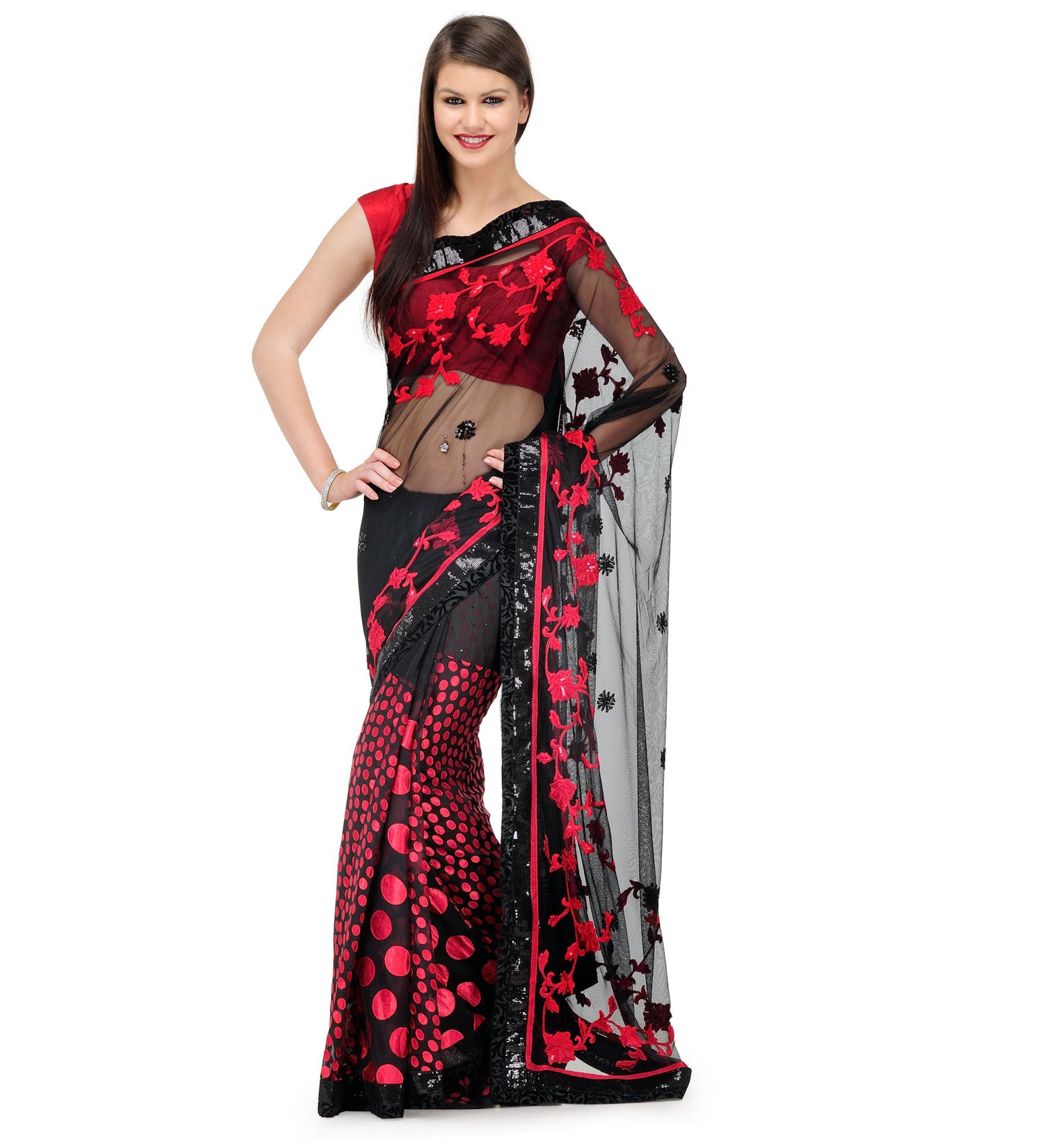 Black Net Saree with Sequin Border