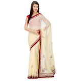 Beige Viscose Saree with Swarovski Work