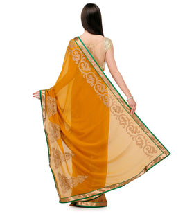 Mustard Faux Chiffon Saree