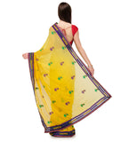 Yellow Shaded Faux Chiffon Saree