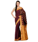 Wine Zari Woven Art Silk Saree