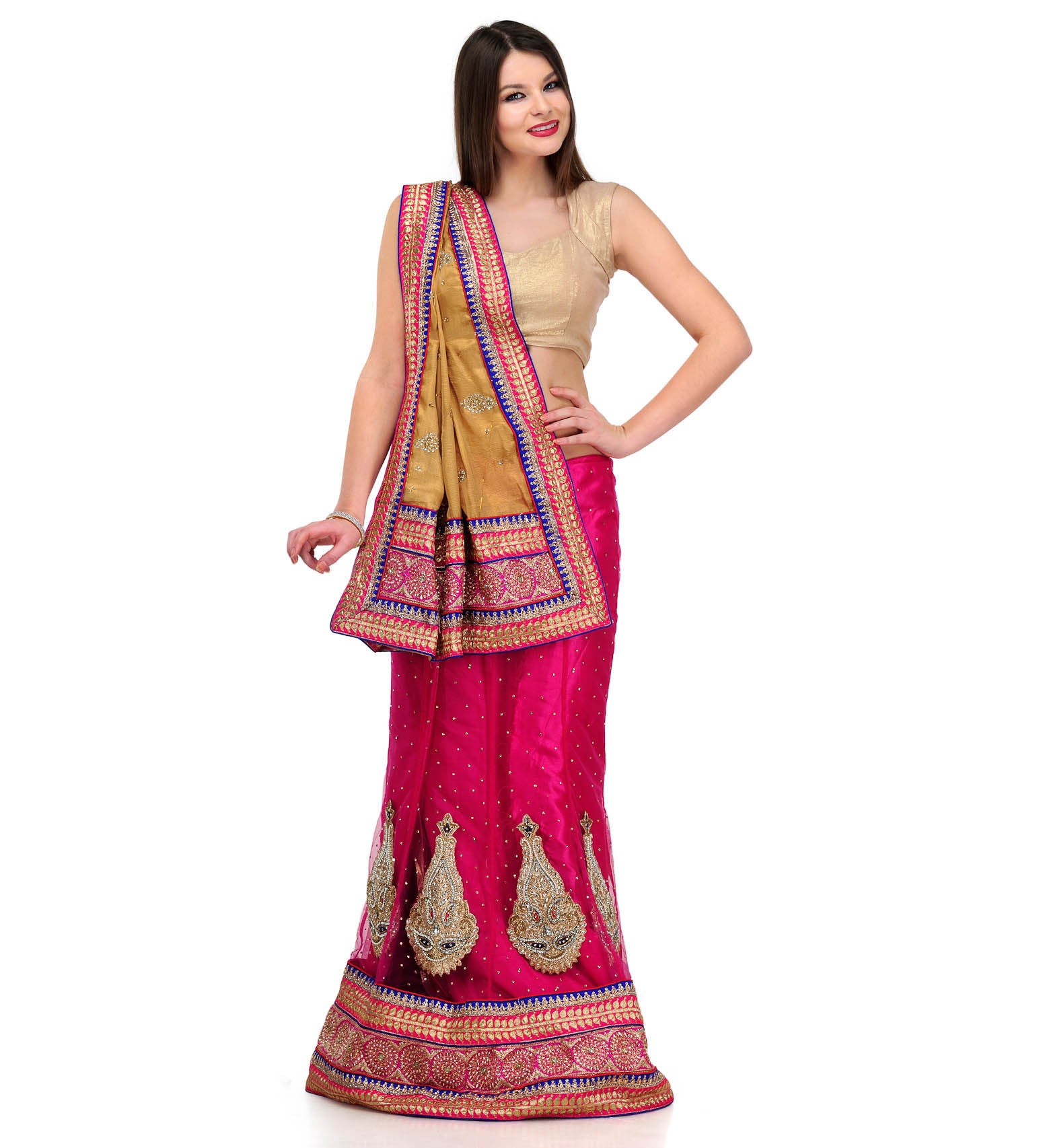 Magenta Faux Georgette Lehenga Style Saree