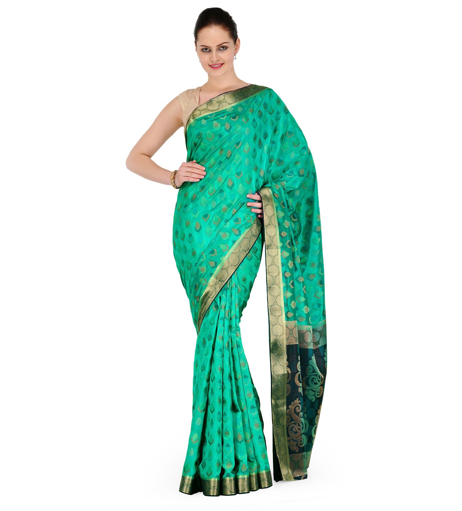 Sea Green Zari Woven Art Silk Saree