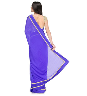 Royal Blue Faux Chiffon Saree