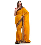 Golden Faux Chiffon Saree