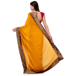 Golden Faux Chiffon Saree