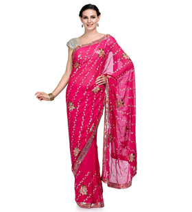 Magenta Faux Georgette Saree