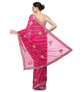 Magenta Faux Georgette Saree