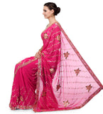 Magenta Faux Georgette Saree