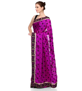 Purple Faux Chiffon Saree