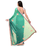 Aqua Green Shaded Viscose Saree