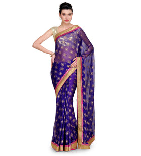 Violet Faux Chiffon Saree