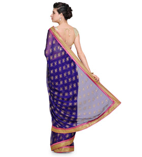 Violet Faux Chiffon Saree