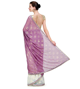 Mauve Faux Georgette & Net Saree