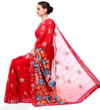 Red Faux Georgette Saree