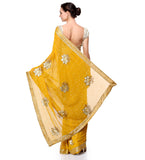 Yellow Faux Georgette Saree