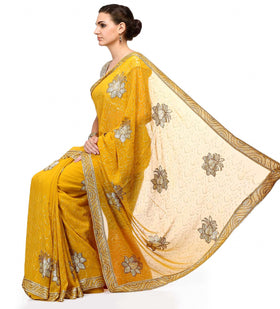 Yellow Faux Georgette Saree