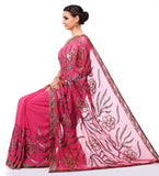 Magenta Faux Georgette Saree