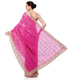 Pink Faux Georgette Saree