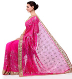 Pink Faux Georgette Saree