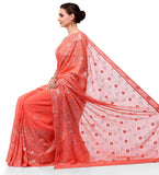 Peach Faux Georgette Saree