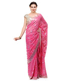 Pink Faux Georgette Saree