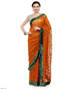 Mustard Faux Georgette Saree